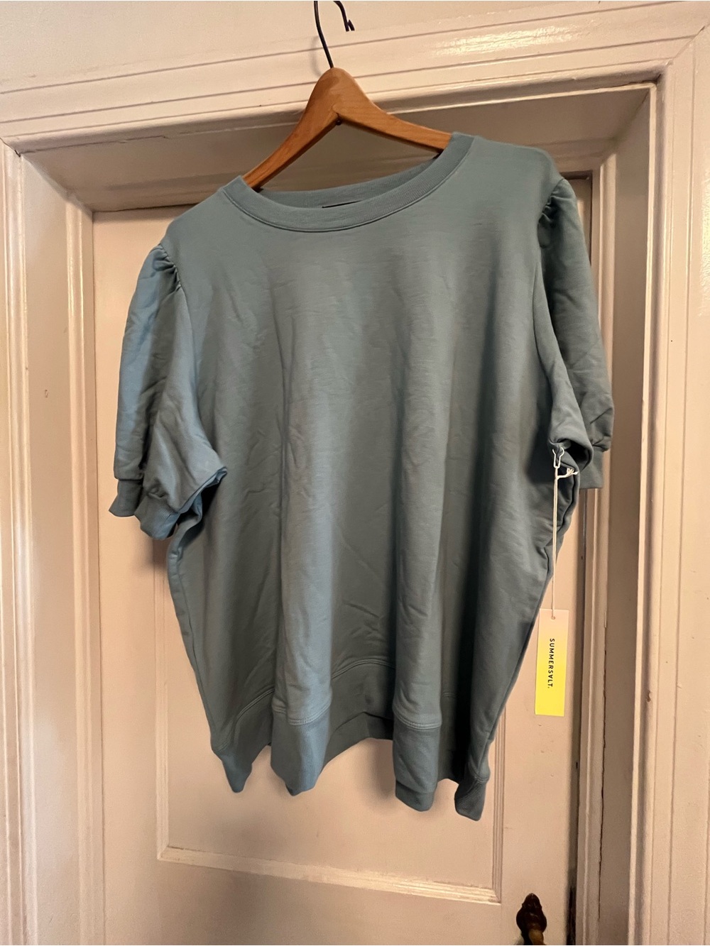 Summersalt the softest French terry Puff-Sleeve Crewneck top